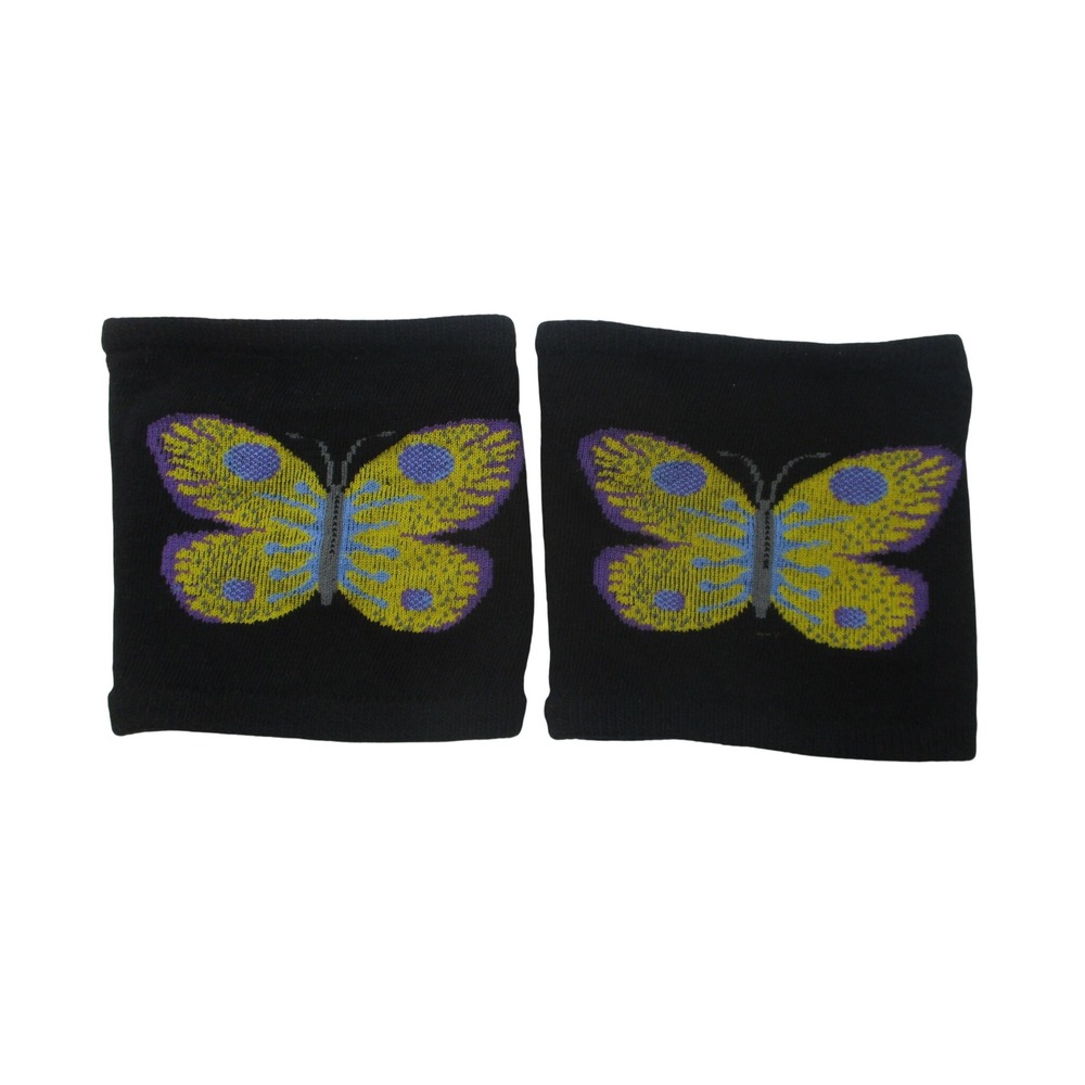 Butterfly Knit Wristbands Black Sweatbands Pair Y2K Aesthetic 132517-104-001